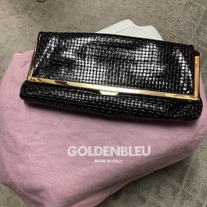 Goldenbleu Black Patent Clutch